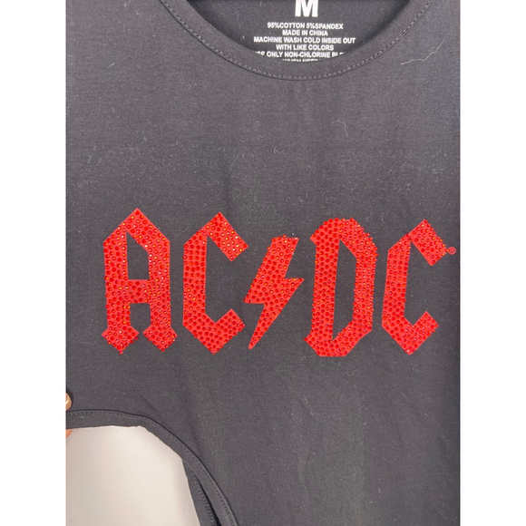 AC/DC Rhinestone Cutout Maxi Dress – Women's M – Rock Band Graphic Tie-Side Dres - Picture 3 of 6